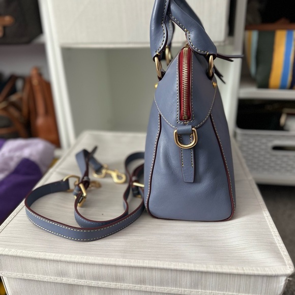 Dooney and Bourke Florentine Leather Cameron Satchel - Steel Blue - Picture 5 of 11